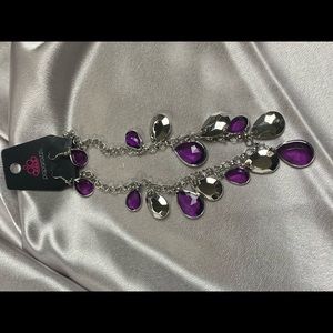 Purple/silver necklace and earring set